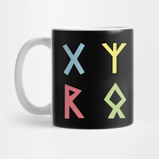 Four Runes in Pastel Colors Mug